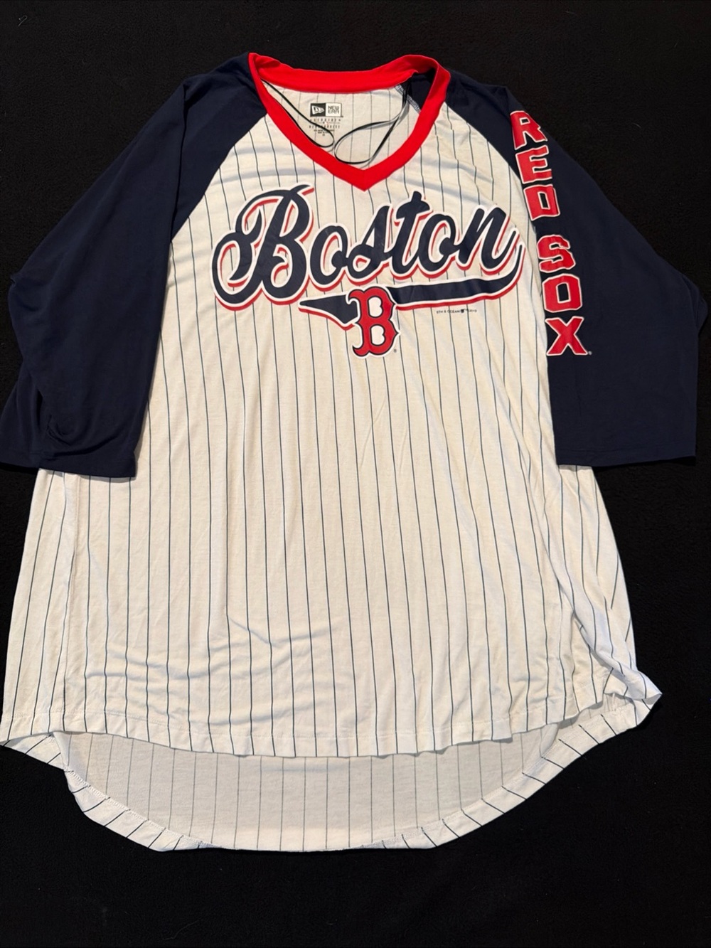 Boston Red Sox New Era Raglan Pinstripe Soft Stretchy Rayon Women's Size 2XL